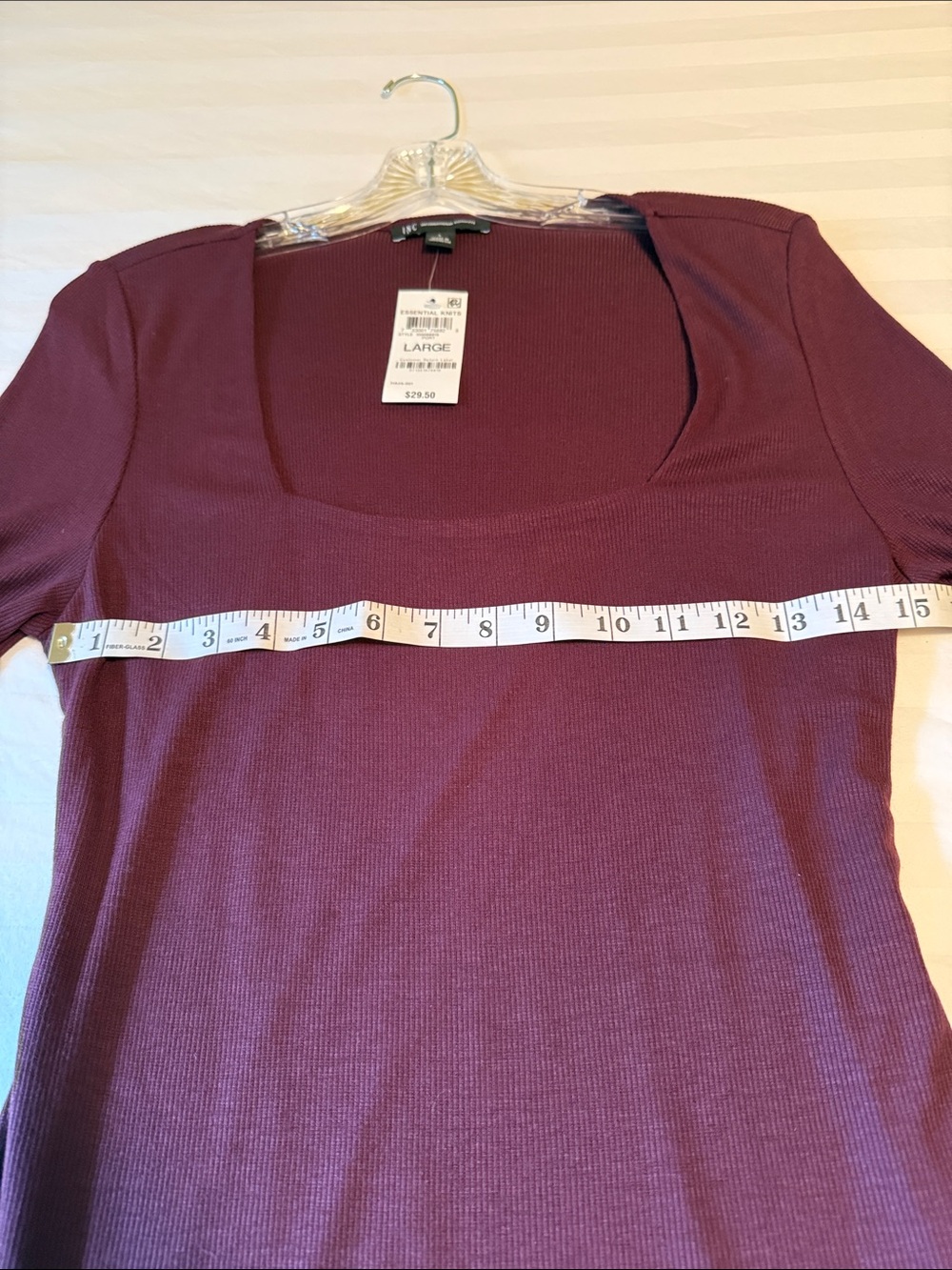 INC International Concepts Long Sleeve Scoop Neck Top in Wine - Picture 4 of 9